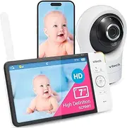 Vtech RM7764HD Baby Monitor with Camera 1080p WiFi Remote Access, 7 Inch Video Baby Monitor, 360° Pan and Tilt, Baby Monitor with Camera HD Night Vision 2-Way Talk Temperature Sensor, iOS & Android