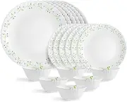 [Cello] Tropical Lagoon Opalware Dinner Set, 18-Pieces, White