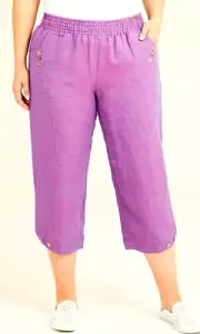 TS TAKING SHAPE plus size M / 20 Dahlia Linen Crop Pants natural NWT rrp$150