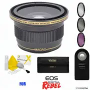 HD FISHEYE LENS + MACRO +3 FILTER KIT + REMOTE FOR CANON EOS REBEL XS XSI XT XTI