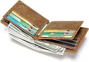Men's Wallet, Slim Large Capacity Men's Wallet, Men's Wallet with 11 Cards, 2 Compartments, 1 ID Window, RFID Bi-Fold Wallet with Gift Box,Brown