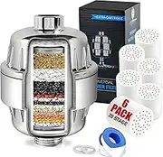 Yodel Shower Filter with 6 Cartridge - Hard Water Softener, 99% Removes Chlorine & Impurities, Improves Skin & Hair Condition, Universal Fit for Shower Heads,Chrome