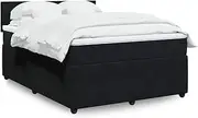 vidaXL Box Spring Bed - Velvet Queen Bedstead w/Pocket Spring Mattress & Topper, Black Upholstered, Ideal for Bedroom, Modern Style, Queen Size Double Bed Frame