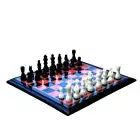 18" Black Marble Chess Table Inlaid with Carnelian Stone Coffee Table King 3"
