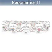 "Grandma's Heart & Joy" Bracelet With Birthstones And Names