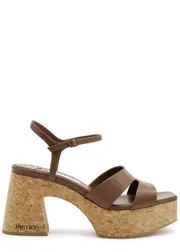 Jimmy Choo Esha 95 Leather Platform Sandals - Tan - 38 (IT38 / UK5) 38 (IT38 / UK5)