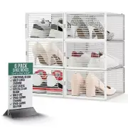 Minmallife Crystal Clear Container - 6 Pack Shoe Boxes Clear Plastic Stackable,