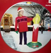 Vtg Kmart Holiday Time Inflatable Christmas Candle Lighted Indoor Outdoor 30 in