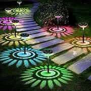Nupostai Bright Solar Pathway Lights 6Pack,Color Changing+Warm White LED Solar Lights Outdoor,IP67 Waterproof Solar Powered Garden Lights,Decorate & Illuminate Landscape Yard, Multicolor