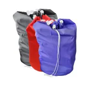 3 x Commercial Laundry Linen Bag with Drawstring & Lugs: Red, Purple & Black |