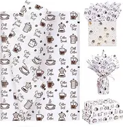 100 Sheets Coffee Tissue Paper White & Brown Tissue Paper for Gift Bags Gift Wrap,Packing for Coffee Lovers,Baristas,Cafes,DIY Craft,20"×14"