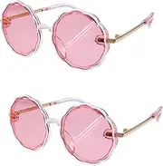 [SAFIGLE] 2 Pairs Sunglasses Children Sun Glasses Blindfolds Cute Glasses Child Sun Glasses Glasses Sun Glasses Sun Glasses Children Eyewear Round Pink PC