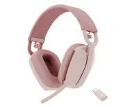 Logitech Zone Vibe Wireless Bluetooth Headphones with Noise-Canceling Mic, Rose