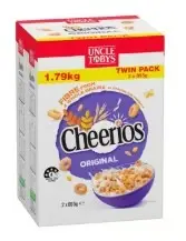 UNCLE TOBYS Cheerios Wholegrain Breakfast Cereal Twin Pack 2 x 895g - 1.79kg