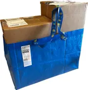 IKEA FRAKTA Large Blue Reusable Storage Tote Waterproof NEW