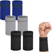 6 Pieces Wrist Wallet Pocket Wrist Zipper Pouch for Women Men Running Walking Hiking Jogging Sweatbands Phone Coin Keys Storage