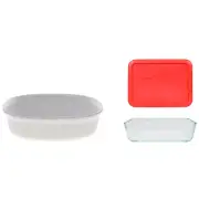 Corningware FS2 2.5 qt / 2.35 L Oval French White Casserole Dish and Pyrex 7210