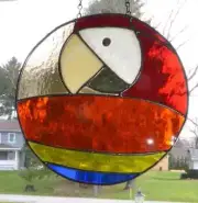 Handmade One of a Kind Stained Glass Red Macaw Parrot Exotic Bird Hyacinth