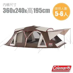 【美國 Coleman】氣候達人2-ROOM COCOON Ⅲ 一房一廳炊事露營帳篷5-6人/CM-36431