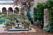 24 x 16 COURTYARD by M. Rodriguez flowers Mural Travertine Tile Backsplash #3277