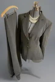 NEW Tahari ASL Pant Suit Size Petite 14P Two Piece Set 36X30 Gray Executive $320