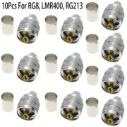 10Pcs UHF PL259 Male Plug Crimp Connector PTFE RG8/RG213/LMR400 RF Coaxial Cable