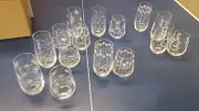 WeirdUncle Set of 8 Drinking Glasses, Hand Blown, 4 Highball Glasses 14oz & 4 Stemless Wine Glasses 9oz, for Water, Cocktail, Whiskey, Wedding (fish fry, daisy, horseshoe, balloon)