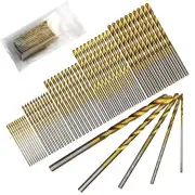50PCS Titanium Plated Twist Drill Set 1-3mm Shank High Wear Resistance Small Drill Bits for Electric Drills and DIY Wood
