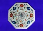 15" Marble Side Table Pierta Dura handmade inlay Work semi precious stones work