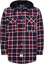 BOCOMAL FR Hooded Shirts Button Down Heavyweight Flannel Plaid Hoodies Fire Retardant Flame Resistant Welding Jacket