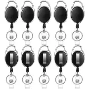10 Pcs Badge Reel, ID Badge Holder Clip, Retractable Keychain Badge Clip, Lan...