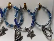 Seascape Dolphin Wine Glass Charms Drink Markers Ocean Beach New Set Of 6