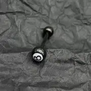 New Punk Black 8 Billiards Tongue Ring Body Jewelry Stainless Steel Tongue Rin h