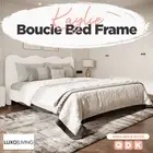 Puffy Cream White Bed Frame Queen Double King Curve Bedhead Upholstered Bed