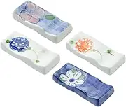 Beautyflier Set of 4 Ceramics Chopsticks Rests Hand Painted Japanese Style Chopsticks Holder Spoon Forks Chopsticks Rests Rack (Style 2)