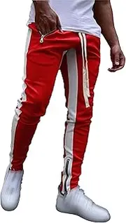 [JEShifangjiusu] Sweatpants Jogging Pants for Men Sweatpants Elasticated Waist Sports Running Pants Slim Fit Lightweight Drawstring, Red B1, M