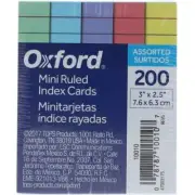 Oxford Mini Ruled Index Cards Ruled 3". x 2.5" Assorted Colors 200 ea