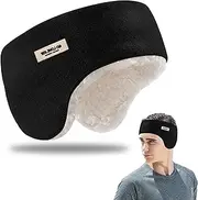 [BSITSSS] Winter Ear Warmer Headband, Black Elastic Ear Muffs, Ear Warmers for Men Women, Earmuffs Plush Windproof, Ear Headband for Outdoor Sports, Running, Hiking, Skating, Skiing, Biking