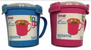 Sistema To Go Medium Soup Mug, 22.1 oz./ 656 ml, Blue & Pink, Lot of 2