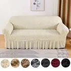 Seersucker Sofa Cover Thick Elastic Slipcover 1/2/3/4 Seater Sofa Armchair Cover