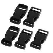 Hard Plastic Side Quick Release Buckle Black 5 Pcs for 2cm Width Belt Strap