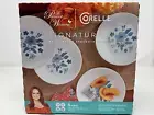 Pioneer Woman Corelle Evie Blue 4Pc Set Appetizer Plate Dessert Melamine White