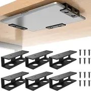 FOROIRON 6 PCS Under Desk Laptop Mount with Anti-Scratch Felt Board,Under Desk Laptop Holder Tray,Durable Under Desk Shelf for Laptop/Keyboard Storage (2 Pack)