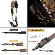 Saxophone Neck Strap Soft Sax Leather Strap Padded for Alto Sax Tenor Clar.
