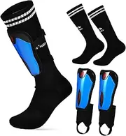 ibasenice 1 Set Youth Football Shin Guards with Long Socks Lightweight Ergonomic Protection for Soft and Springy Design for Practice and Games