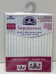 DMC Impressions Printed Needlework Fabric 14"x18" White Blue Stripe w/Chart NEW
