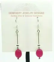 Sterling Silver Natural RUBY Gemstone Dangle Earrings #2217...Handmade USA
