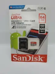 SanDisk 64GB Ultra Micro SDXC- UHS-I 120MB/S Memory Card With Adapter