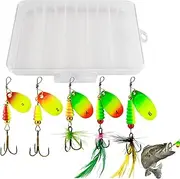 Fishing Lures Kit, Sequin Lures Kit with Feathered Hooks, 5X Spinnerbaits Jigs with Tackle Box, Crankbaits for Bass Trout Salmon Walleye Fishing