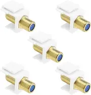 YINETTECH 5Pcs Copper RG-6 Trapezoidal Female Insert Gold Plated F-Type Buckle Coaxial Cable Extender Female to Female Connector for Wall Plate and Patch Panel